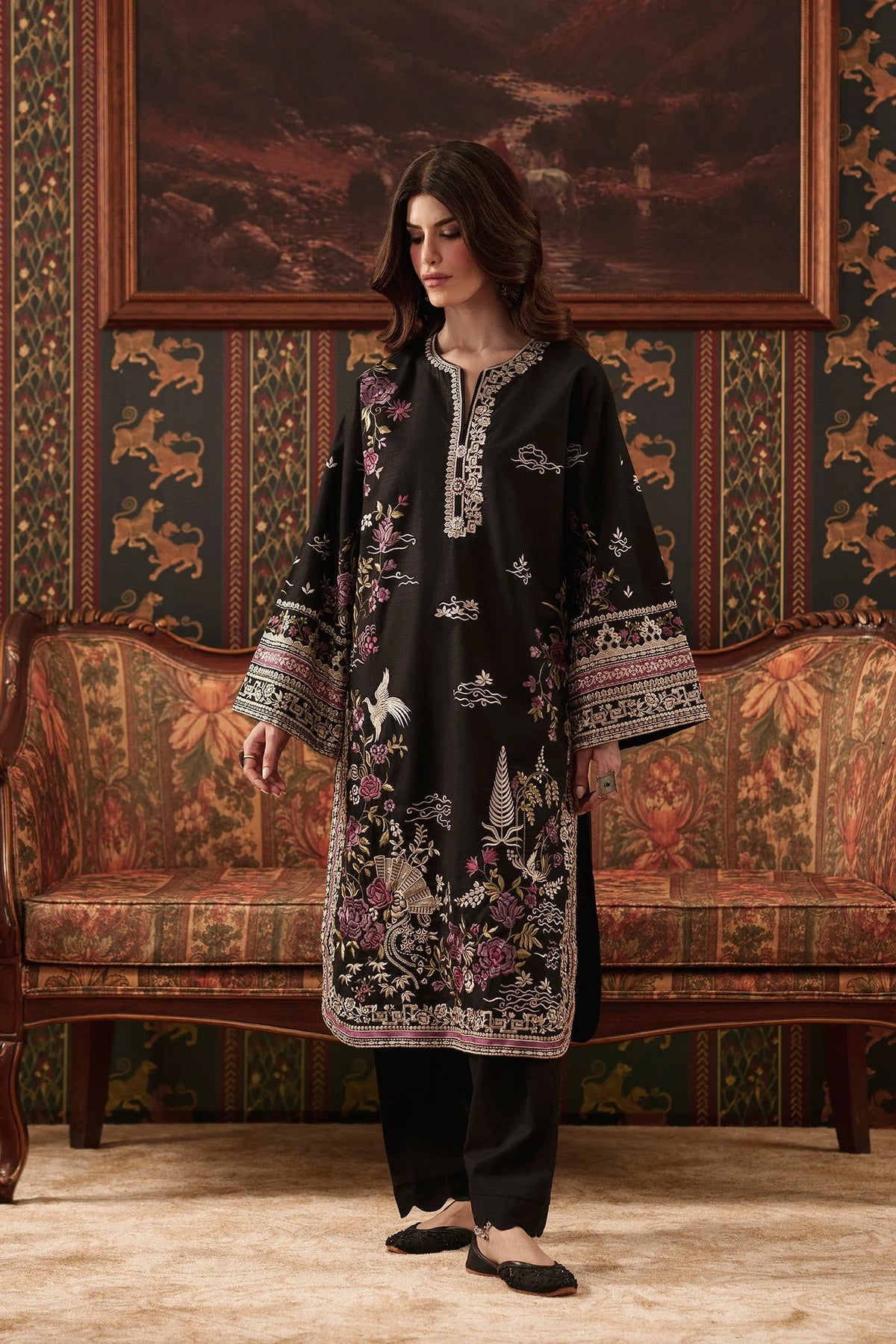 EMBROIDERED SUIT (E4932-103-901) Ethnc - Rozana Winter Drop III