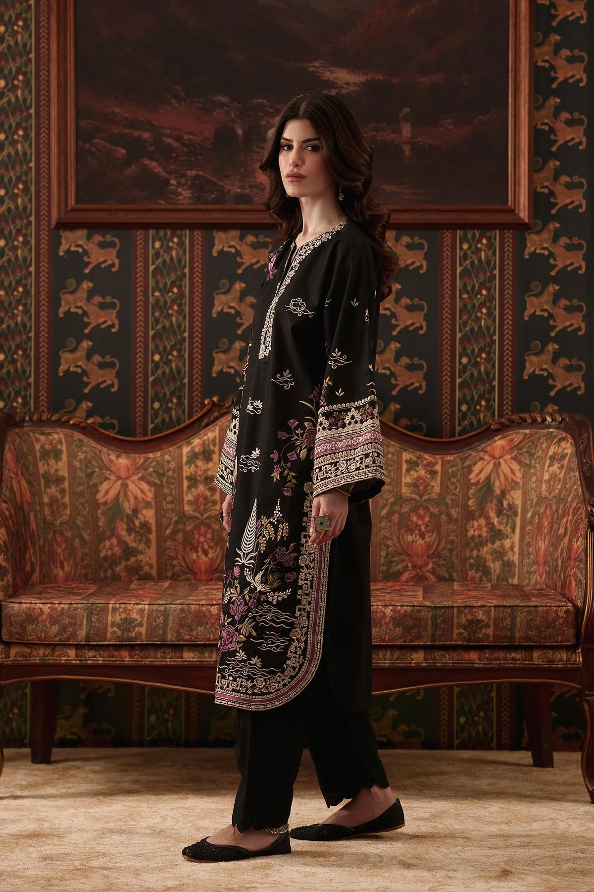 EMBROIDERED SUIT (E4932-103-901) Ethnc - Rozana Winter Drop III