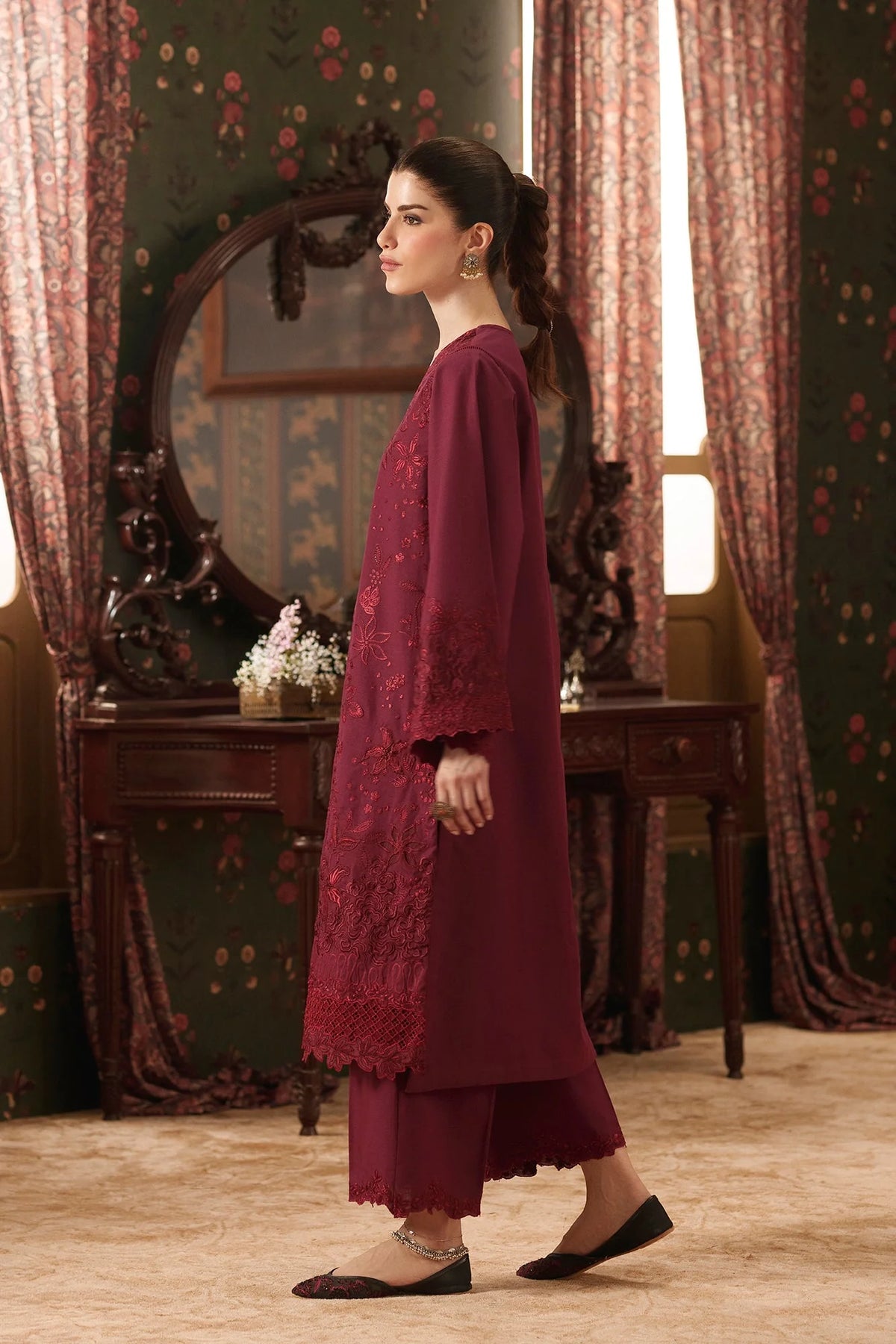EMBROIDERED SUIT (E4933-103-304) Ethnc - Rozana Winter Drop III