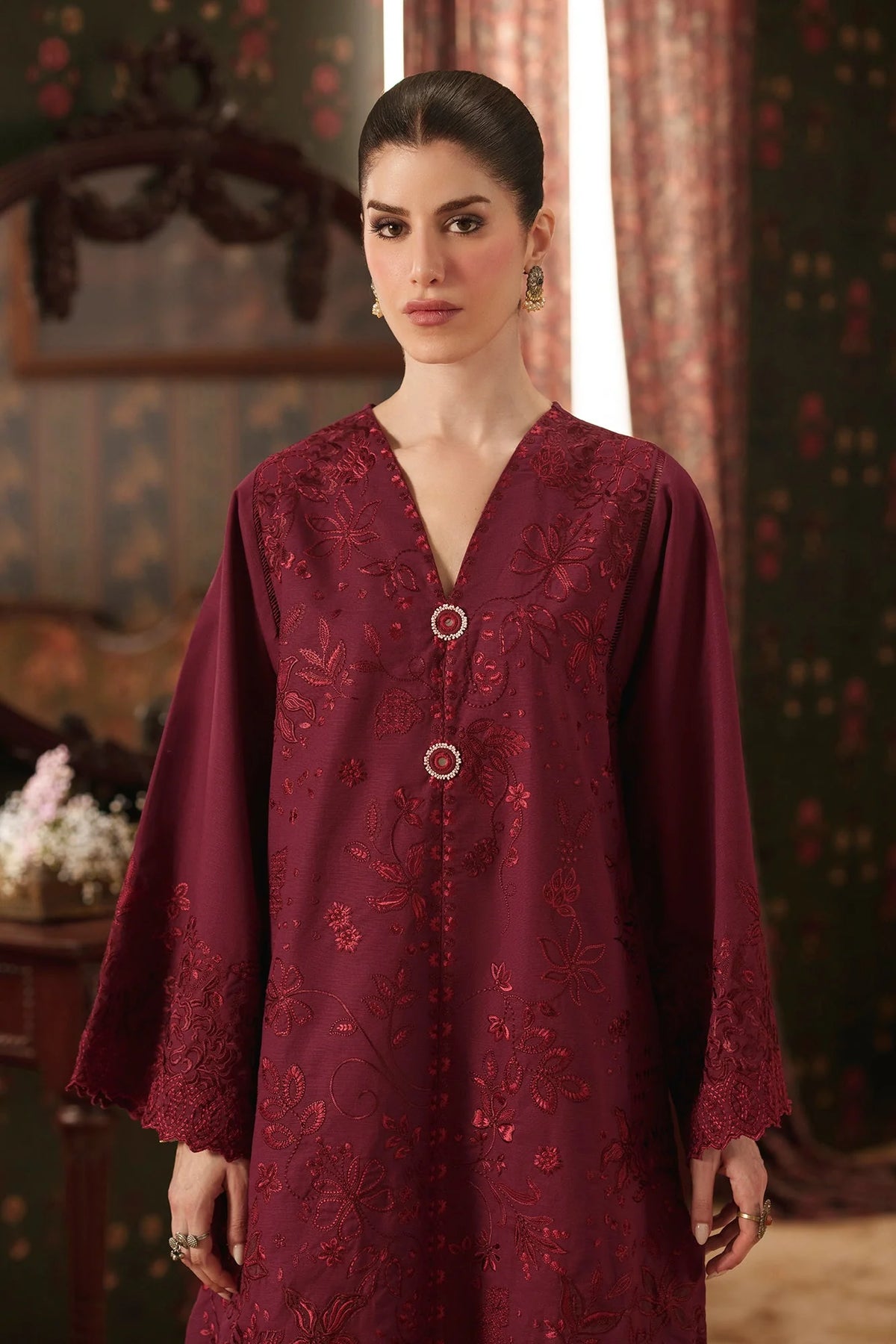 EMBROIDERED SUIT (E4933-103-304) Ethnc - Rozana Winter Drop III