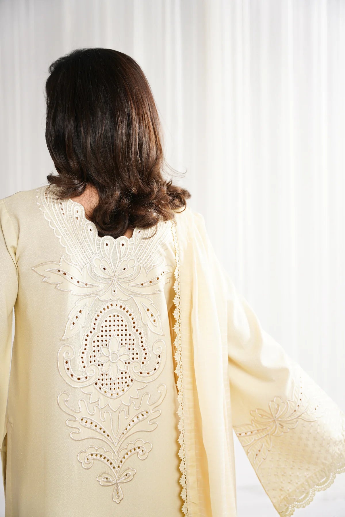 Zaib SS Eid Pret '25- BUTTER YELLOW LUXURY EMBROIDERED 3PCS SET NPA3-25420