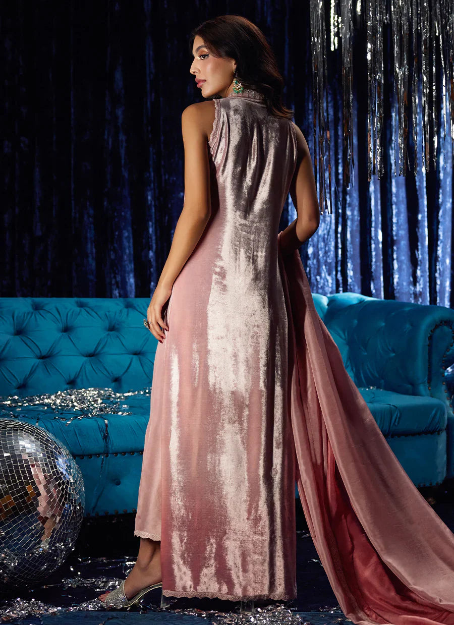 Farah Talib Aziz Velvet Fete '25 - Calista Misty Rose Shirt And Dupatta