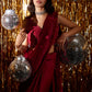 Farah Talib Aziz Velvet Fete '25 - Carmine Charmeuse Saree And Velvet Blouse