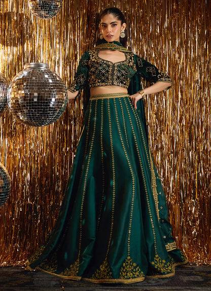 Farah Talib Aziz Velvet Fete '25 - Sera Emerald Lehnga Choli
