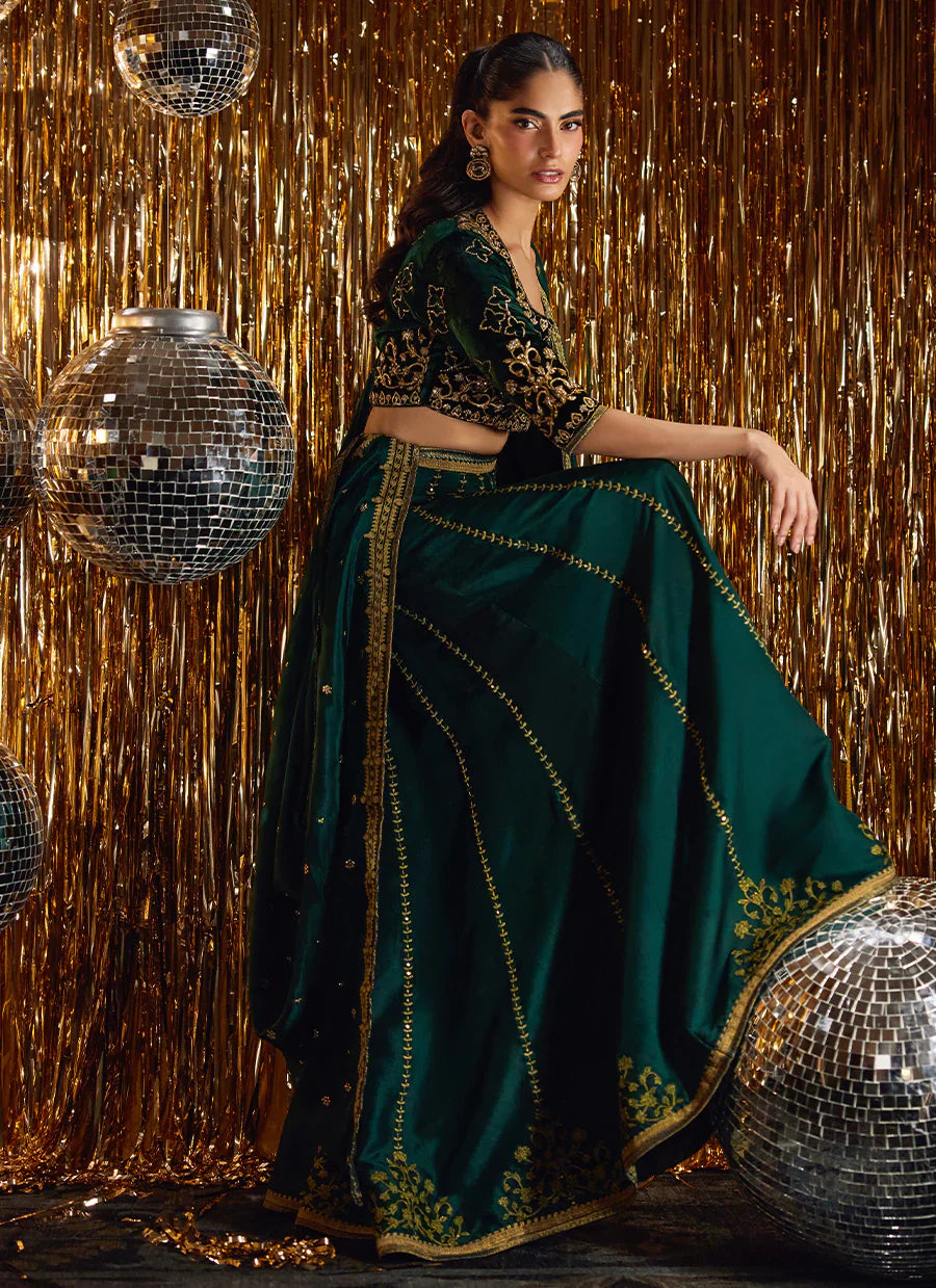 Farah Talib Aziz Velvet Fete '25 - Sera Emerald Lehnga Choli