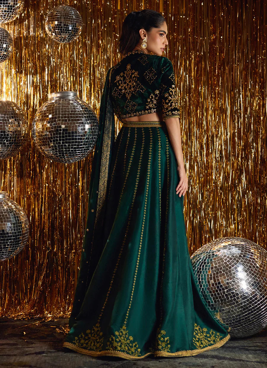 Farah Talib Aziz Velvet Fete '25 - Sera Emerald Lehnga Choli