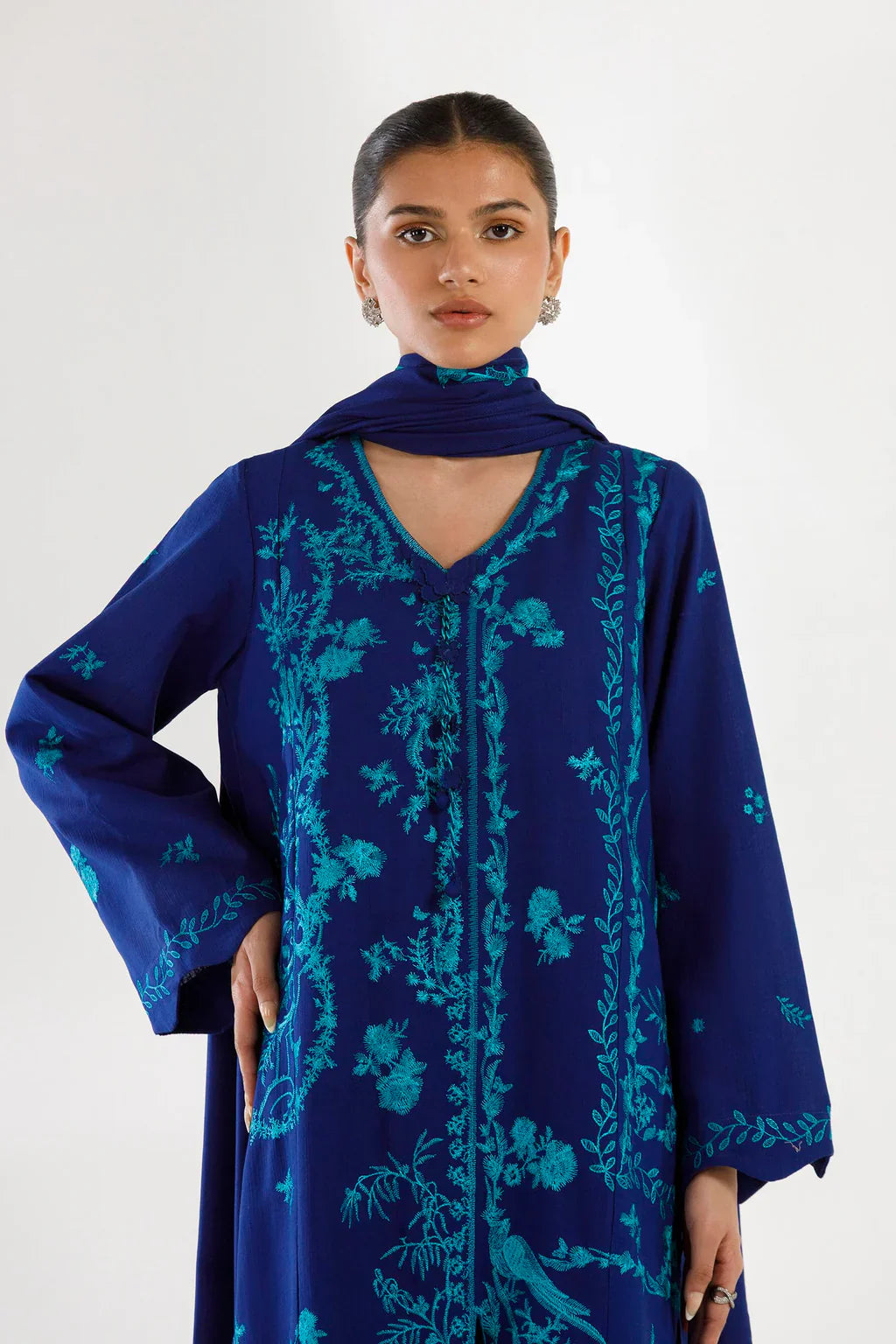Sana Safinaz Eid Edit '26 - Stitched Embroidered Muzlin Suit | Fw25muz010bp3