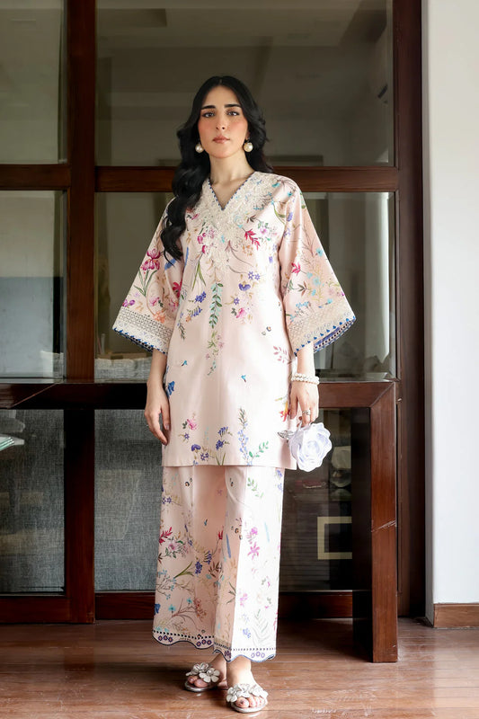Zaib Staycation '25 - BLUSH PINK LILY LUXURY PRINTED & EMBROIDERED 2PCS SET (NPA2-25312)