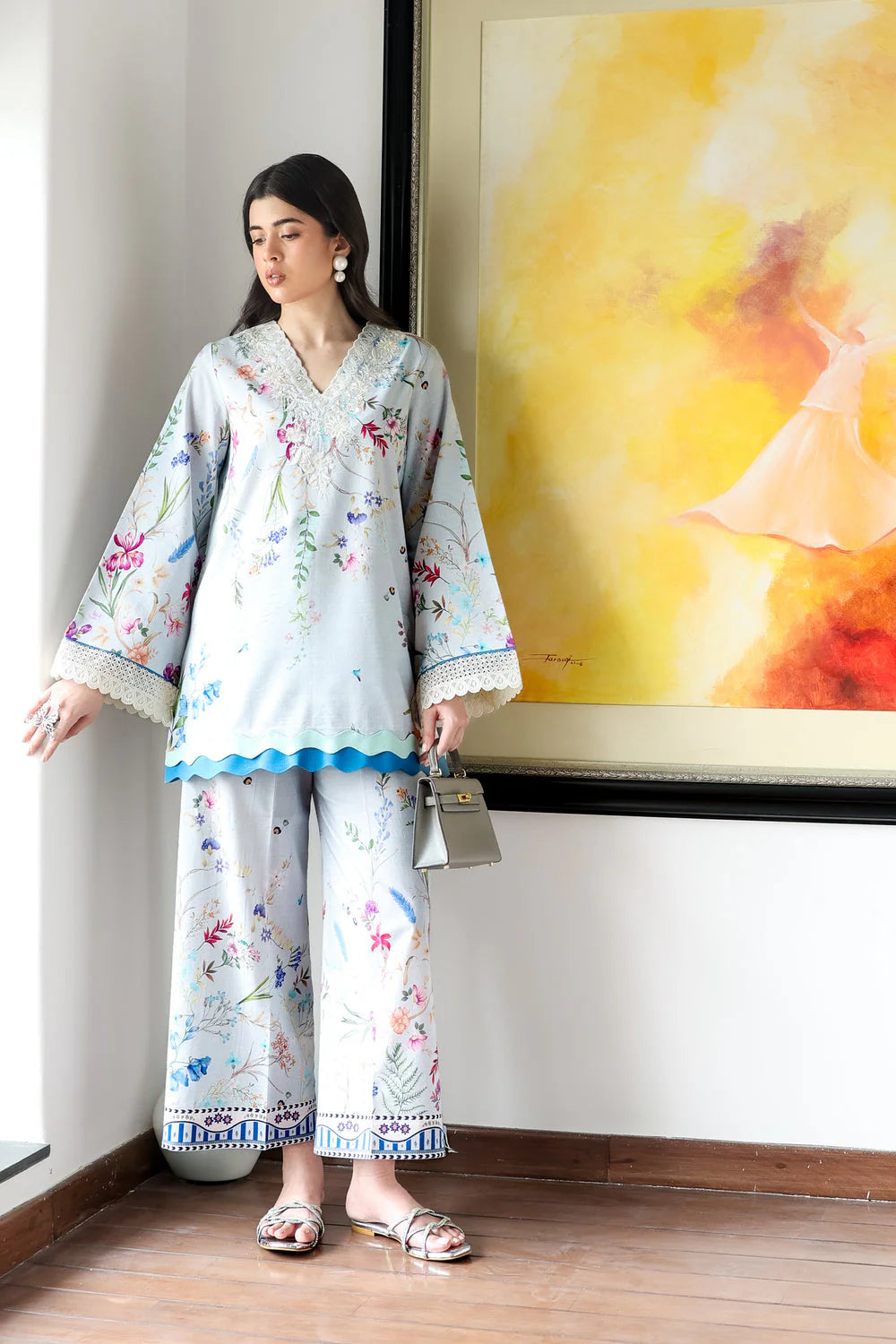 Zaib Staycation '25 - ICE BLUE LILY SET LUXURY PRINTED & EMBROIDERED (NPA2-25313)