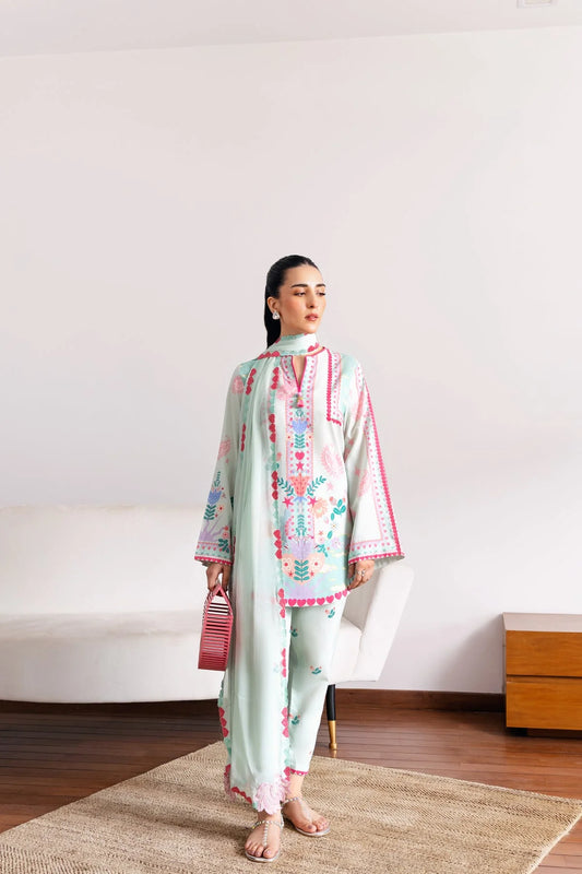 Zaib Staycation '25 - SOFT MINT GREEN LUXURY PRINTED 3PCS SET (NPA3-25432)