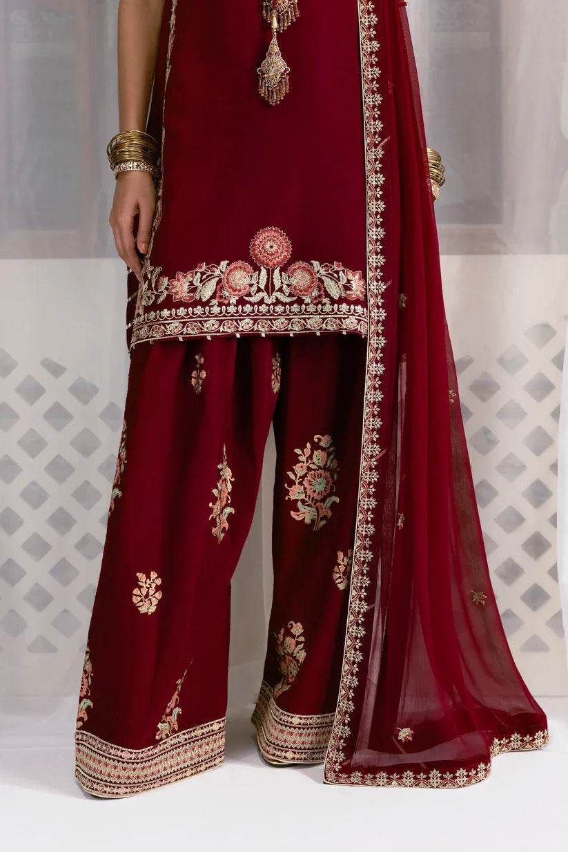 MAROON FARSHI LUXURY WEDDING EDIT 2025 (NPA3-25435) | ZAIB