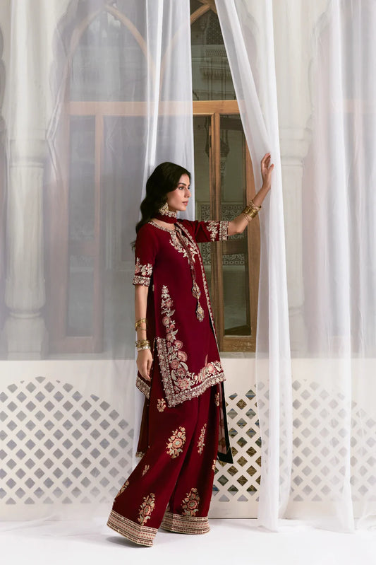 MAROON FARSHI LUXURY WEDDING EDIT 2025 (NPA3-25435) | ZAIB