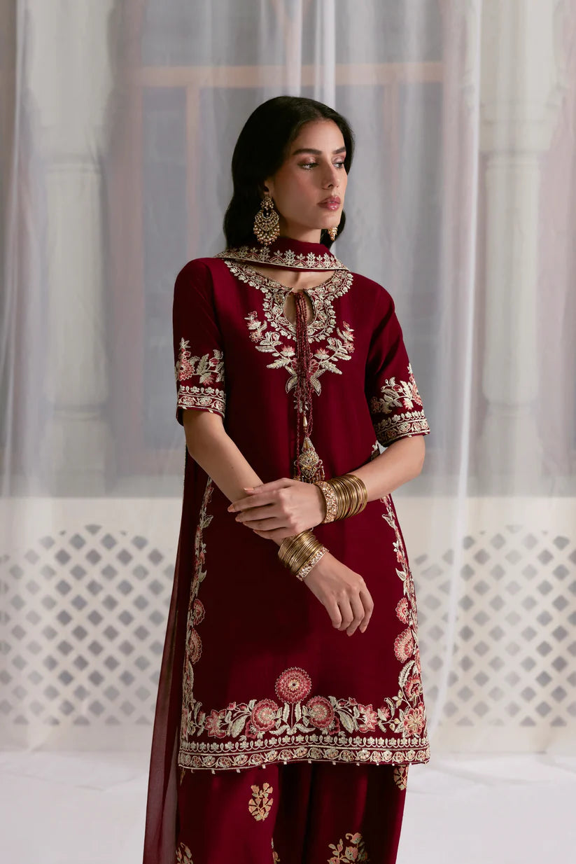 MAROON FARSHI LUXURY WEDDING EDIT 2025 (NPA3-25435) | ZAIB