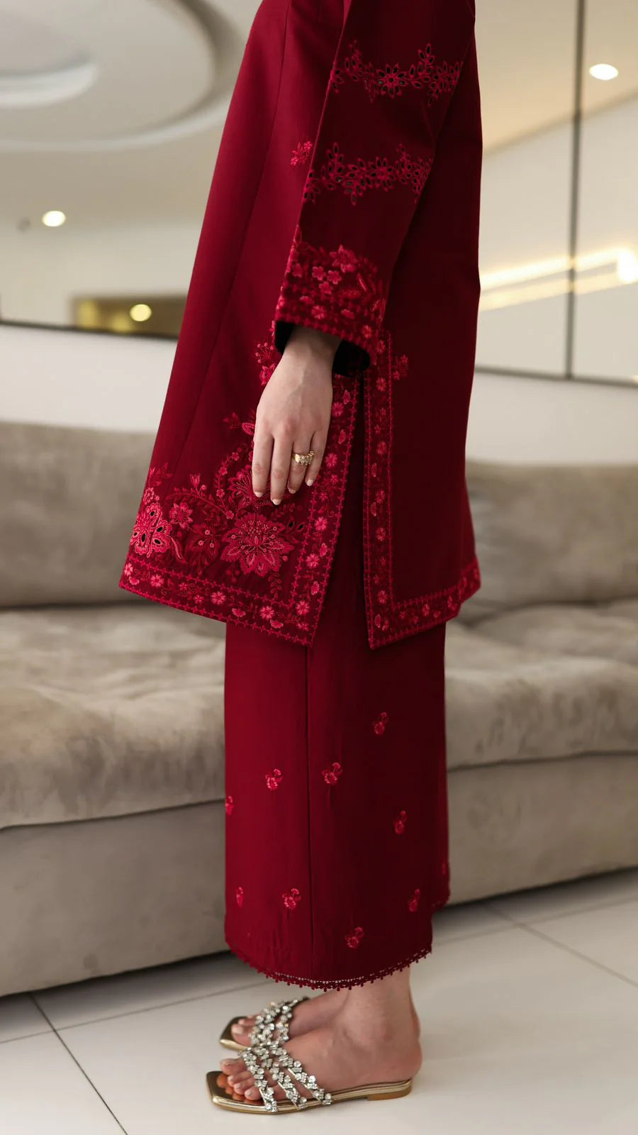 Zaib Staycation '25 - DEEP MAROON LUXURY EMBROIDERED 2PCS SET (NPA2-25307)