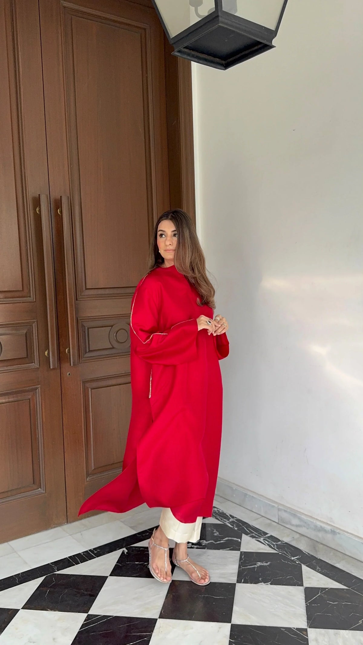 Zehra Saleem Luxe Edit '26 - The Bare Mardana Kurta In Cherry Red