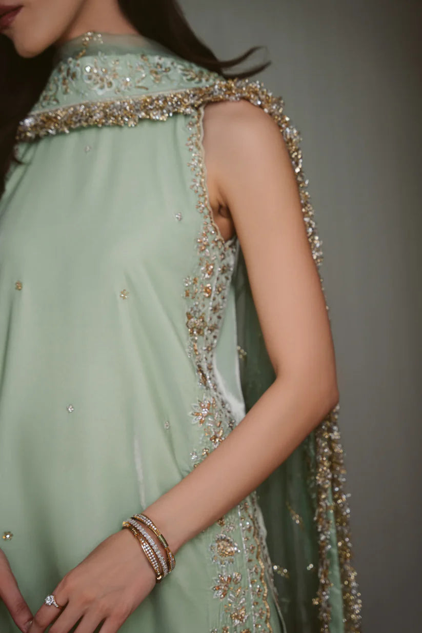 PASTEL MINT LUXURY VELVET COUTURE (NPA3-25456) | ZAIB