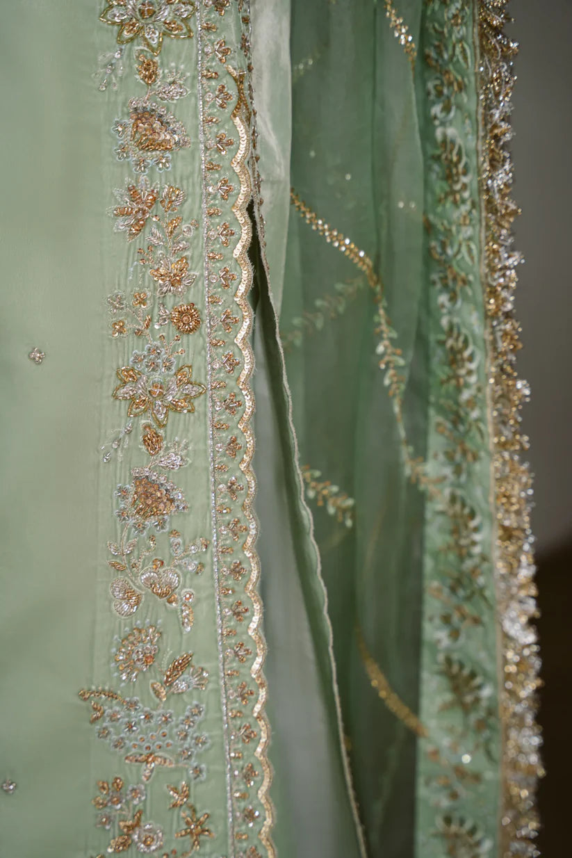 PASTEL MINT LUXURY VELVET COUTURE (NPA3-25456) | ZAIB