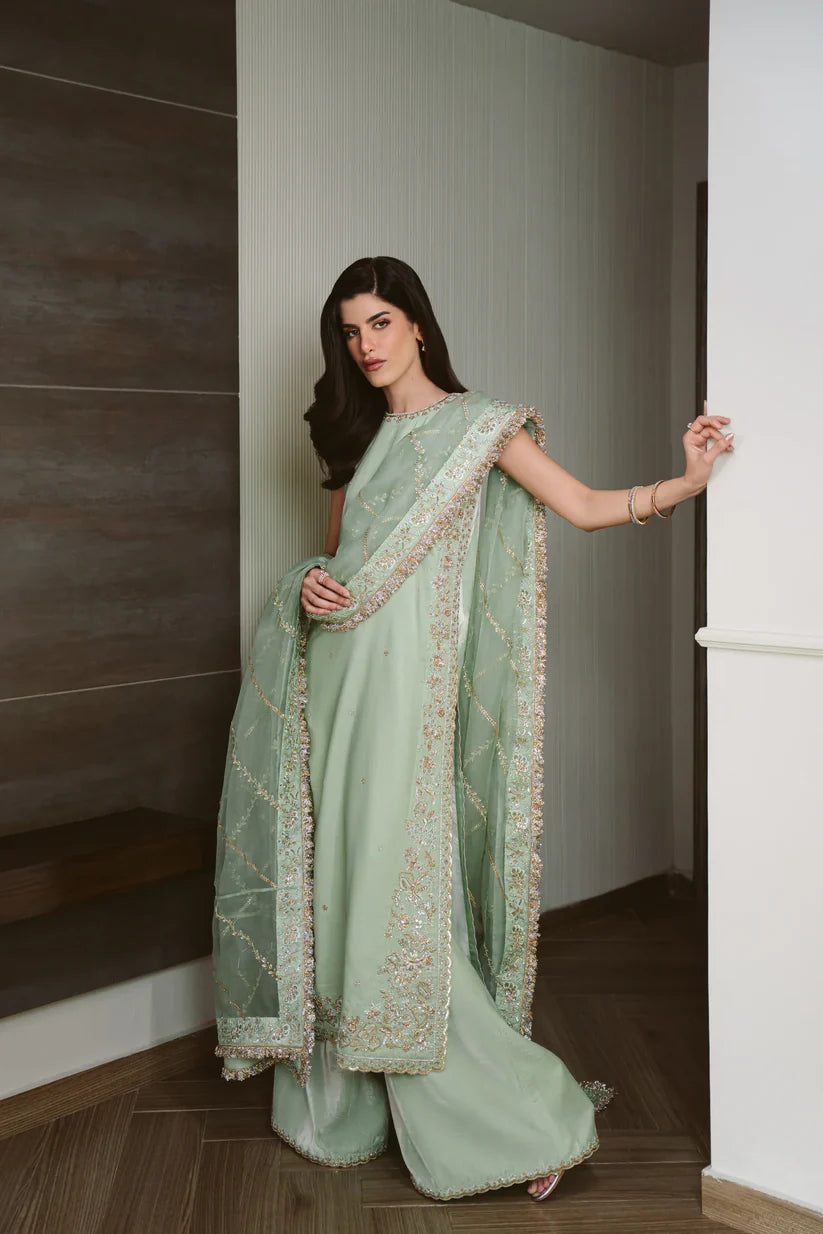 PASTEL MINT LUXURY VELVET COUTURE (NPA3-25456) | ZAIB