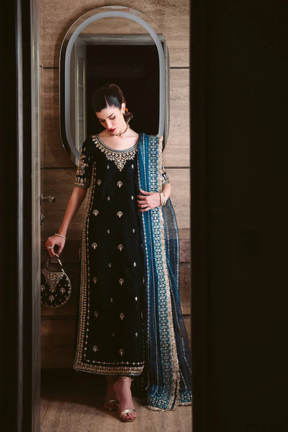 TEAL LUXURY VELVET COUTURE (NPA3-25461) | ZAIB