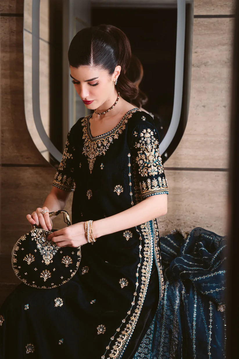 TEAL LUXURY VELVET COUTURE (NPA3-25461) | ZAIB