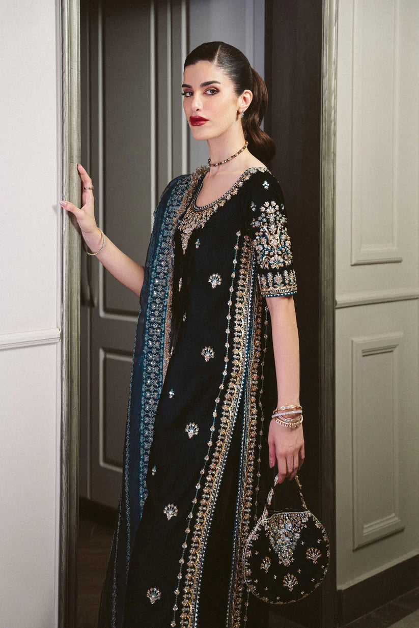 TEAL LUXURY VELVET COUTURE (NPA3-25461) | ZAIB