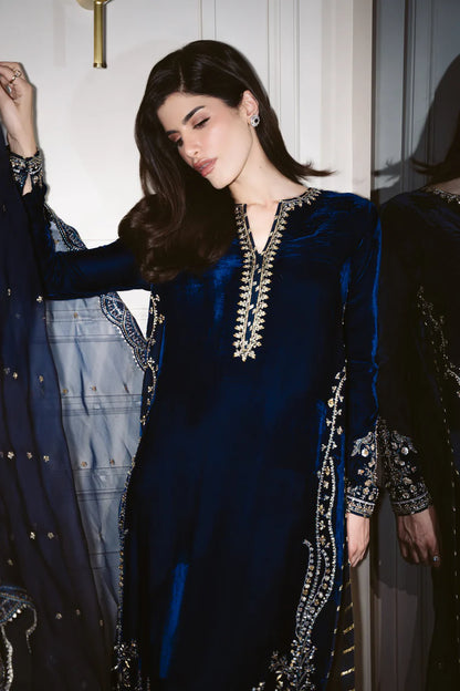 DEEP BLUE LUXURY VELVET COUTURE (NPA3-25457) | ZAIB