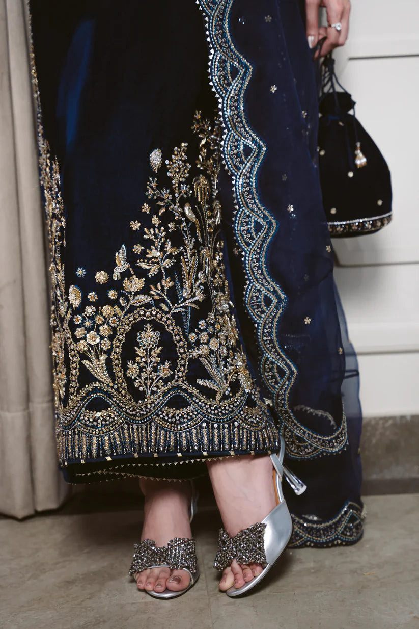 DEEP BLUE LUXURY VELVET COUTURE (NPA3-25457) | ZAIB