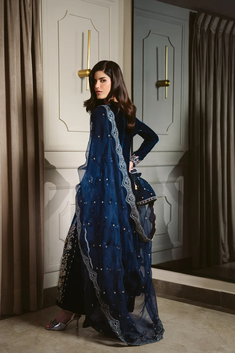 DEEP BLUE LUXURY VELVET COUTURE (NPA3-25457) | ZAIB
