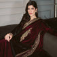 MAROON LUXURY VELVET COUTURE (NPA3-25459) | ZAIB
