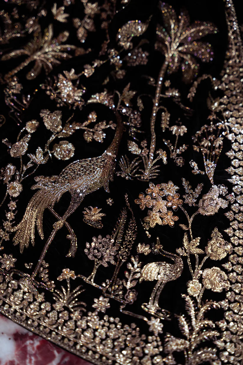 BLACK LUXURY VELVET SAREE (NPA3-25462) | ZAIB