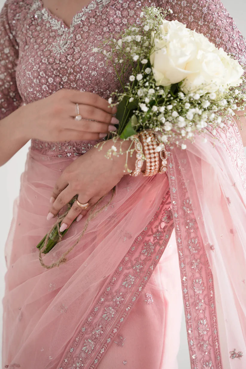 BLUSH PINK MODERN TIMELESS SAREE WEDDING EDIT 2024/2025 (NPA3-24429) | ZAIB
