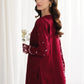 Zaib SS Eid Pret '25- RICH DEEP MAROON LUXURY EMBROIDERED 3PCS SET NPA3-25416