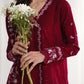 Zaib SS Eid Pret '25- RICH DEEP MAROON LUXURY EMBROIDERED 3PCS SET NPA3-25416