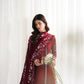 Zaib SS Eid Pret '25- RICH DEEP MAROON LUXURY EMBROIDERED 3PCS SET NPA3-25416