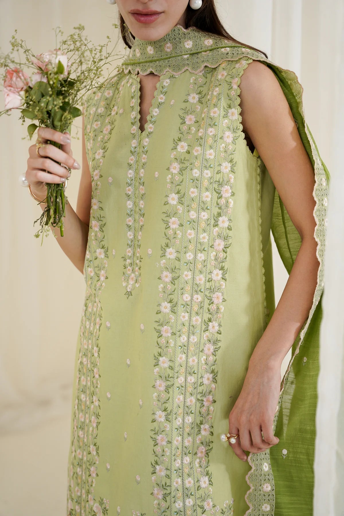 Zaib SS Eid Pret '25 - PISTACHIO LUXURY EMBROIDERED 3PCS SET NPA3-25429