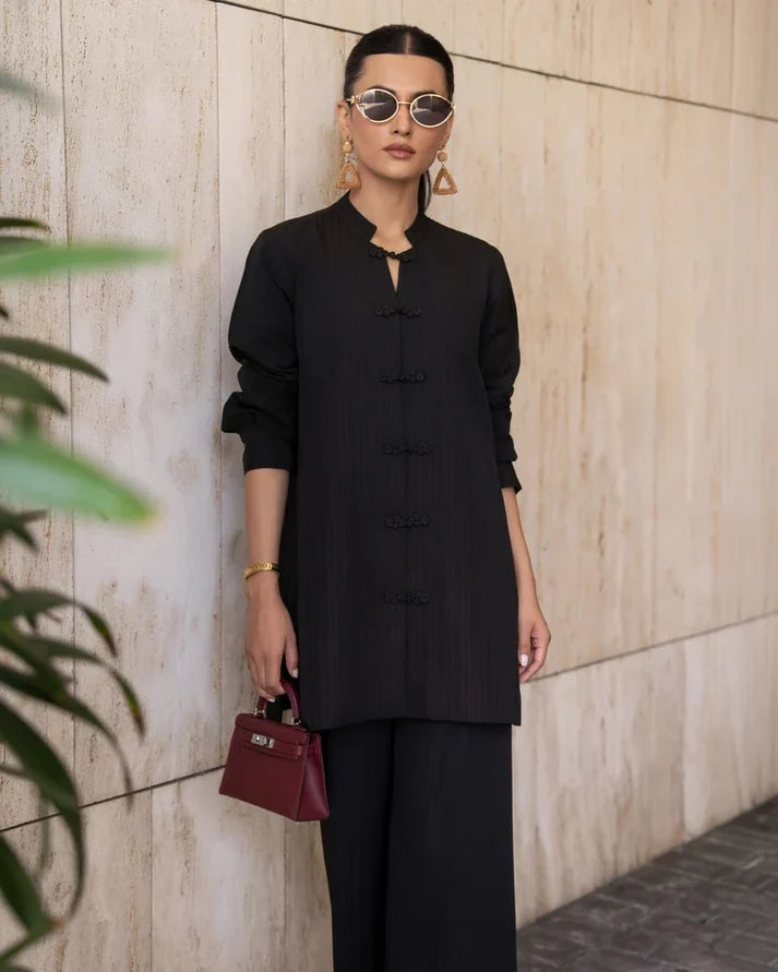 Black Mandarin Button Set | New Arrivals | LIRA