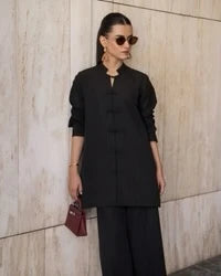 Black Mandarin Button Set | New Arrivals | LIRA