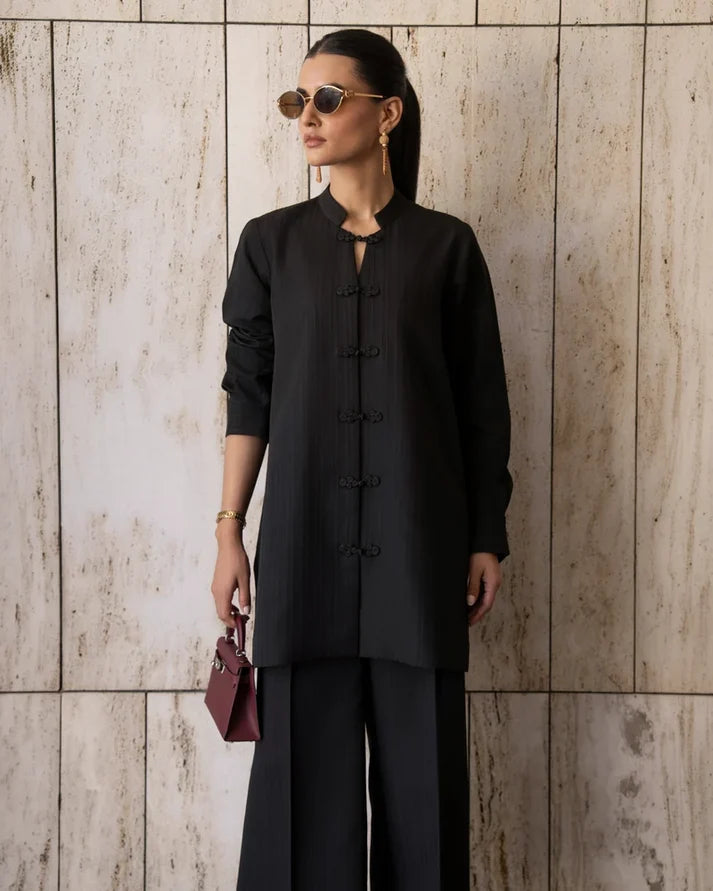 Black Mandarin Button Set | New Arrivals | LIRA