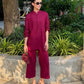 Burgundy Mandarin Collared Set | New Arrivals | LIRA