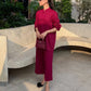 Burgundy Mandarin Collared Set | New Arrivals | LIRA