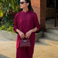 Burgundy Mandarin Collared Set | New Arrivals | LIRA