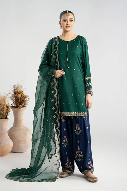 Maria.B 3 Piece Embroidered Linen Suit