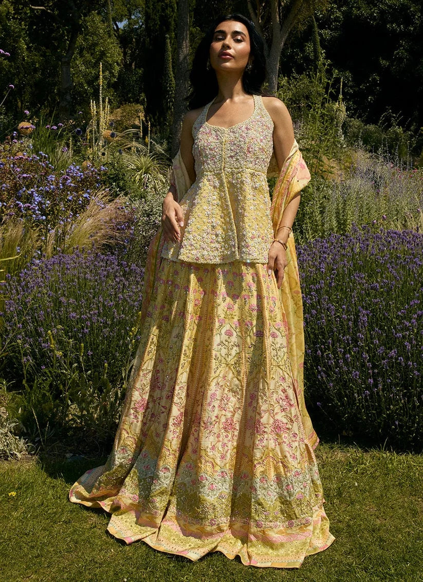 Jamaya Peplum With Printed Lehenga | MALA DESTINATION WEDDING | FARAH TALIB AZIZ