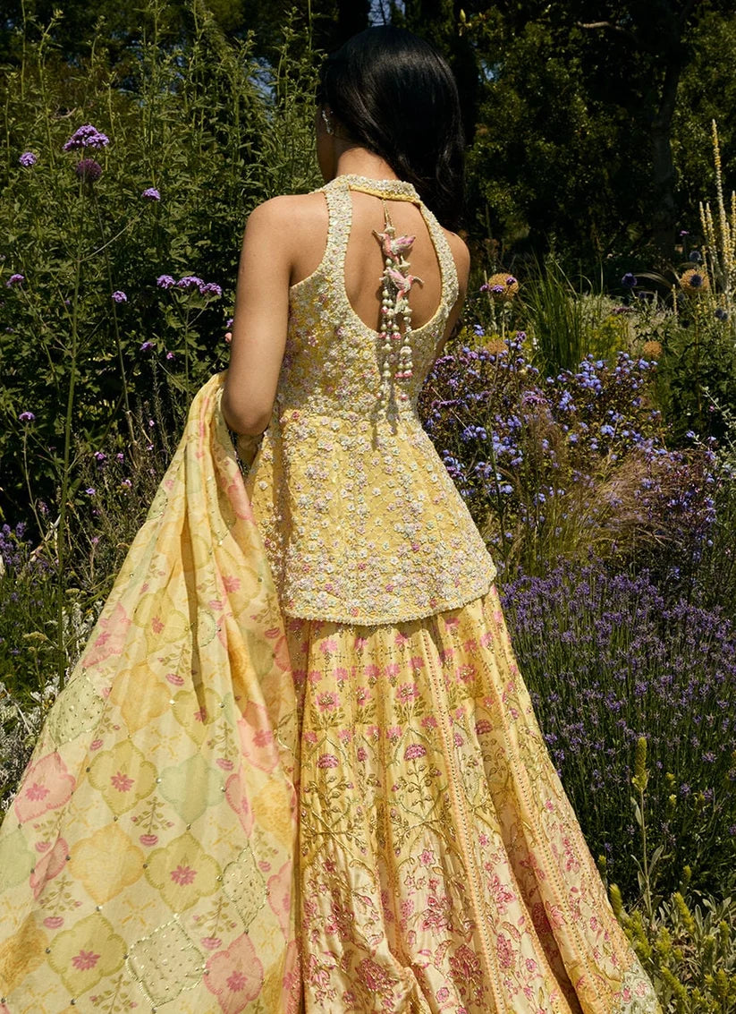 Jamaya Peplum With Printed Lehenga | MALA DESTINATION WEDDING | FARAH TALIB AZIZ