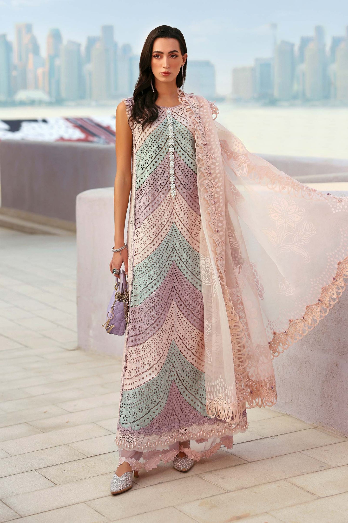 3 Piece Unstitched Embroidered Lawn Suit In Stock BARCODE:D-2612-B