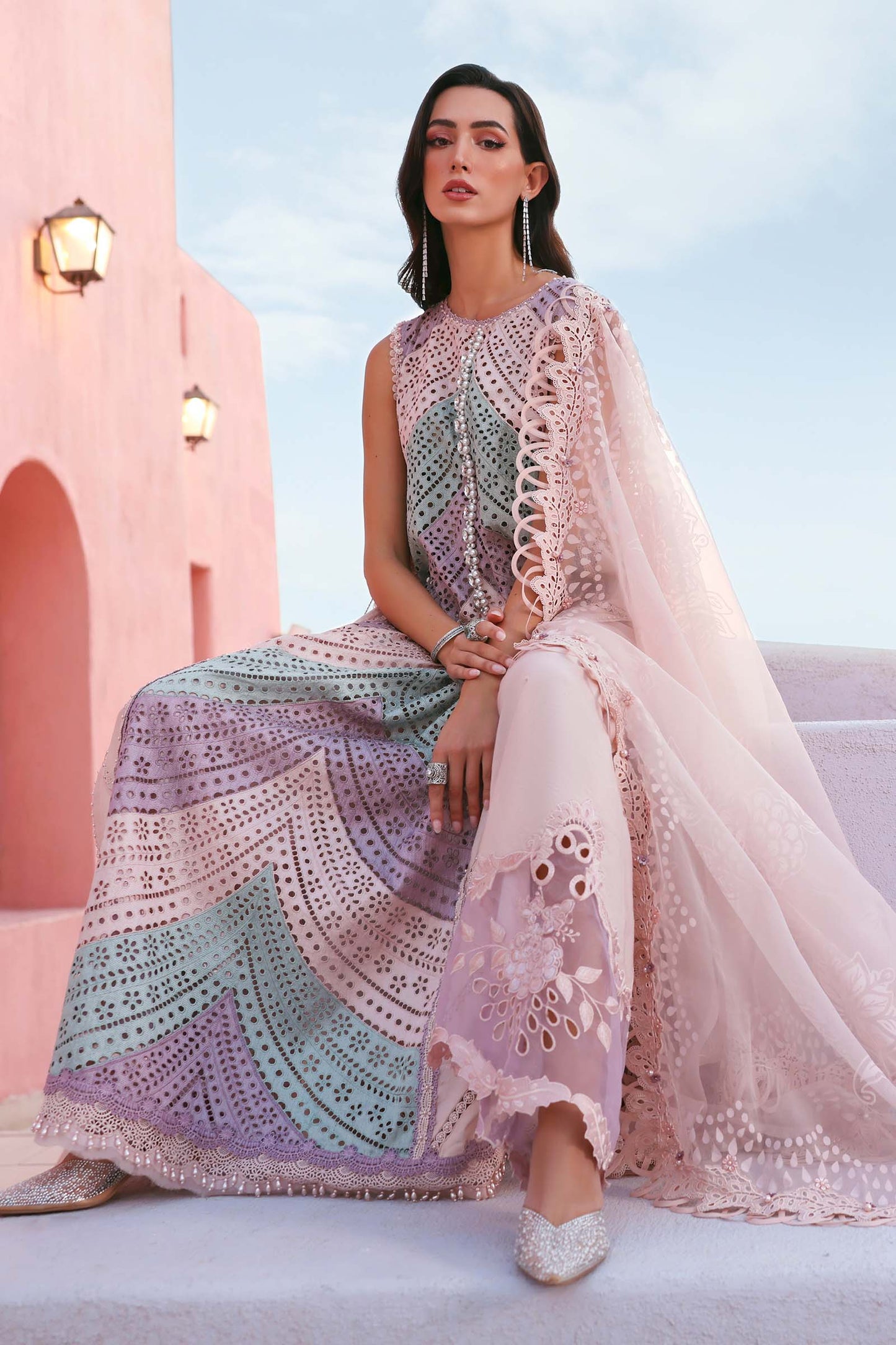 3 Piece Unstitched Embroidered Lawn Suit In Stock BARCODE:D-2612-B