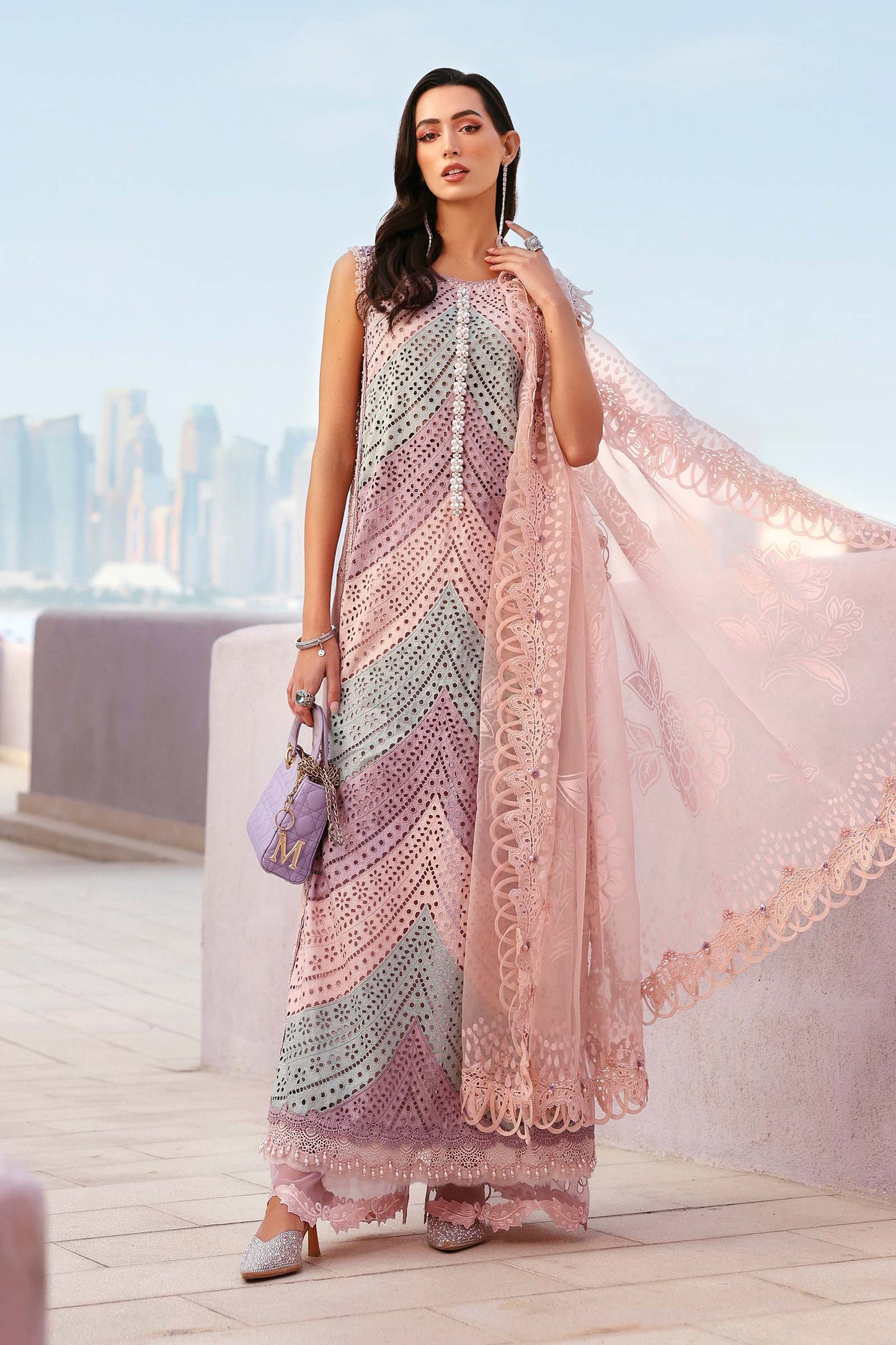 3 Piece Unstitched Embroidered Lawn Suit In Stock BARCODE:D-2612-B