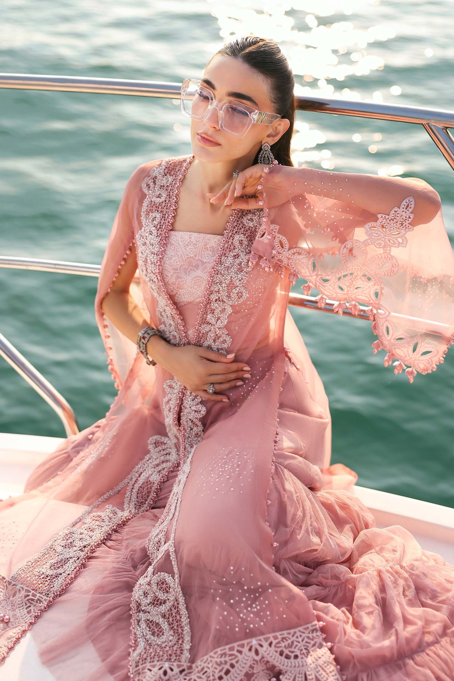 3 Piece Unstitched Embroidered Organza Suit In Stock BARCODE:D-2604-B