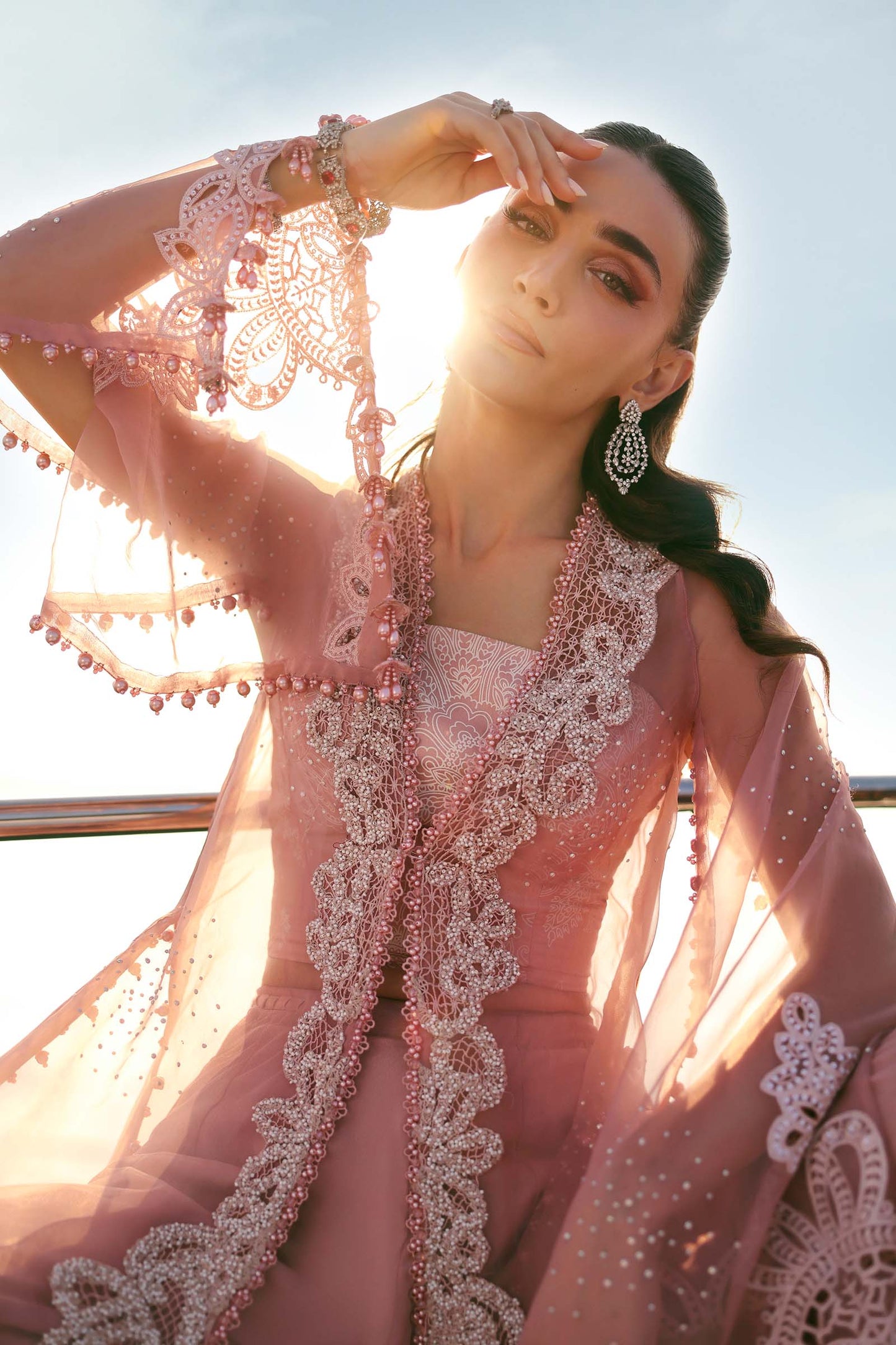 3 Piece Unstitched Embroidered Organza Suit In Stock BARCODE:D-2604-B