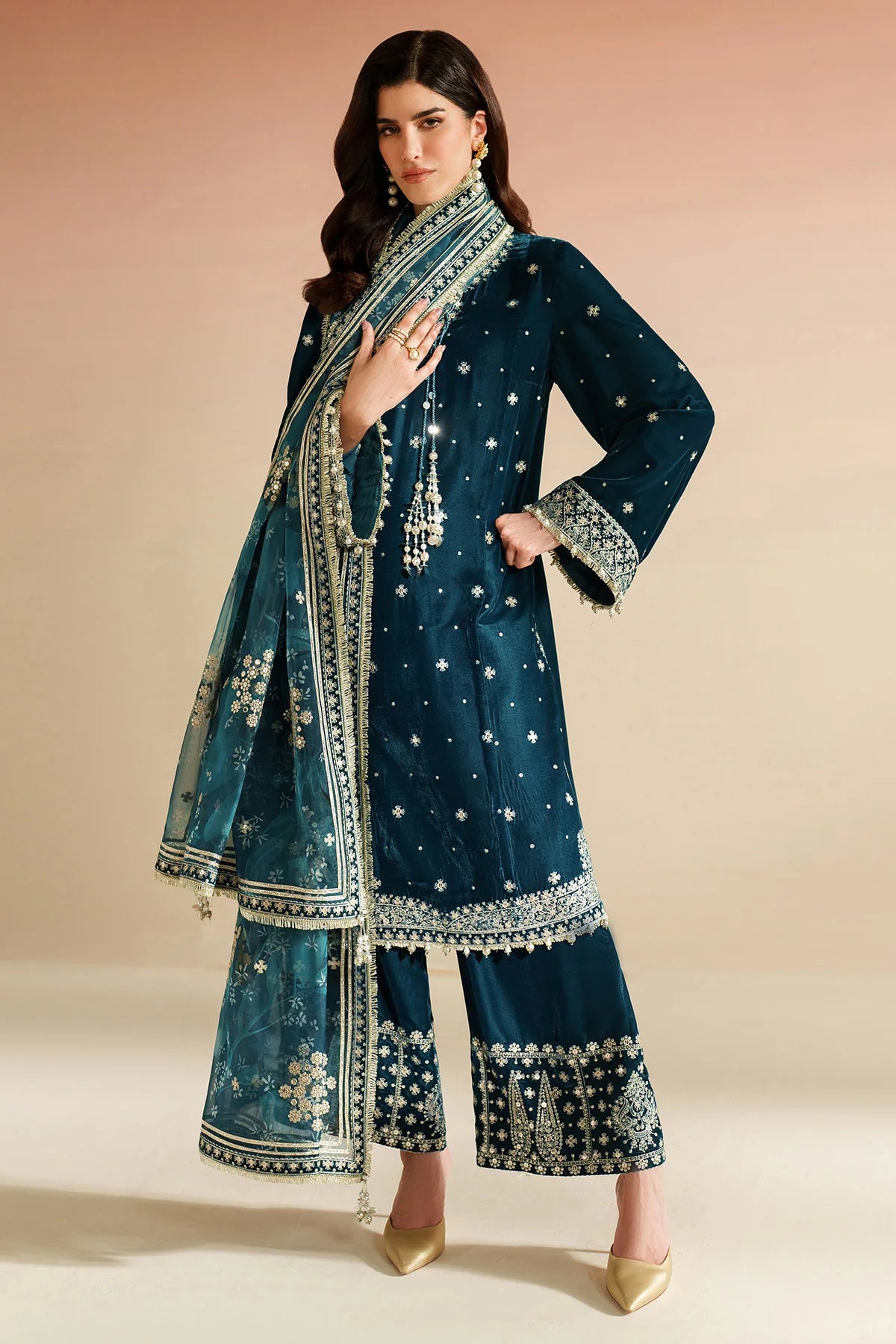 VELVET EMBROIDERED VELVET FORMAL VVF D-2 JZ-VVF-D2-0 | 3 PIECES
